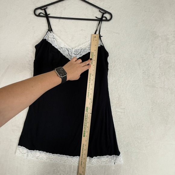 Plume Black Lace Trim Y2K Slip Dress Size L Romantic Goth Coquette‎ Night - Picture 4 of 8